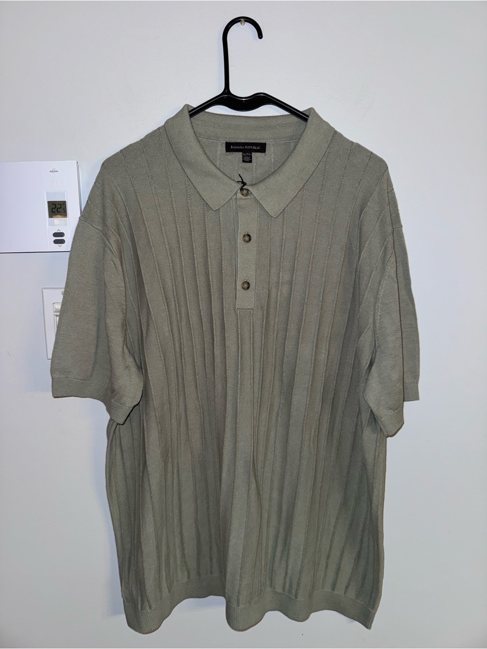 Banana Republic Men's Olive Ribbed Short-Sleeve Polo